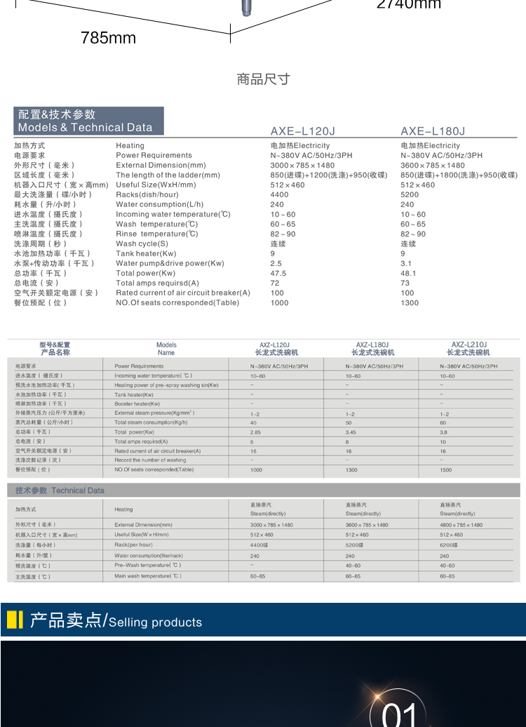 金甲長龍式全自動蒸汽洗碗機(jī)L120J大型商用酒店食堂學(xué)校廚房用