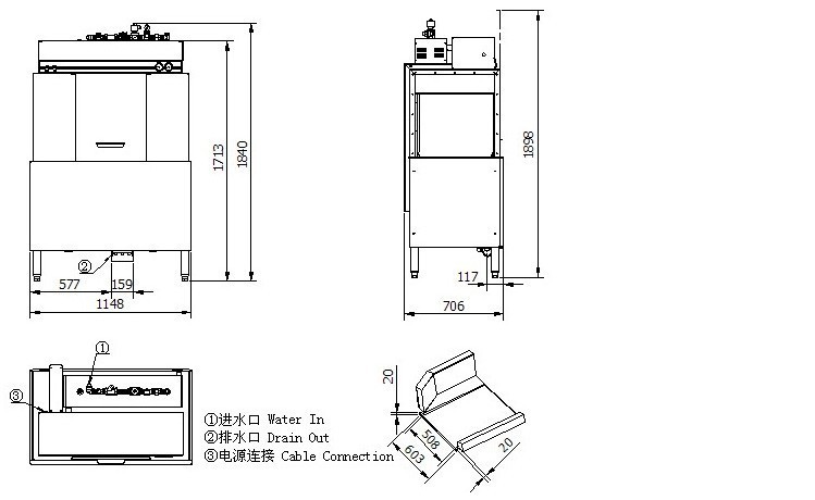 商用R-1E通道式洗碗機(jī) 小型商用洗杯機(jī) 全自動(dòng)洗碗機(jī) 餐館洗碗機(jī)