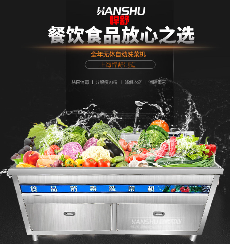 悍舒商用臭氧氣泡消毒洗菜機 果蔬清洗機 商用全自動洗菜設(shè)備