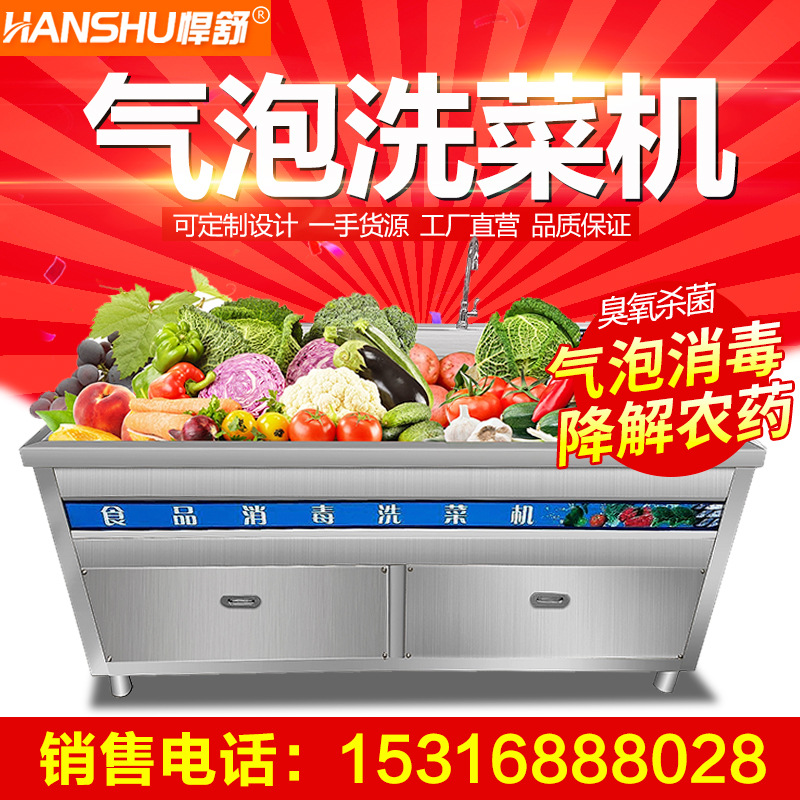 悍舒商用臭氧氣泡消毒洗菜機 果蔬清洗機 商用全自動洗菜設(shè)備