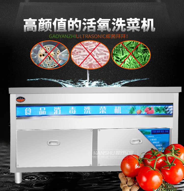 悍舒蔬果清洗臭氧消毒氣泡洗菜機(jī)商用消毒洗菜設(shè)備果蔬洗菜機(jī)