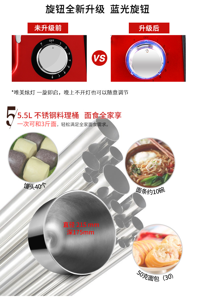 beow/貝奧BO-C05和面機(jī)家用自動揉面機(jī) 電動廚師機(jī) 商用絞肉機(jī)