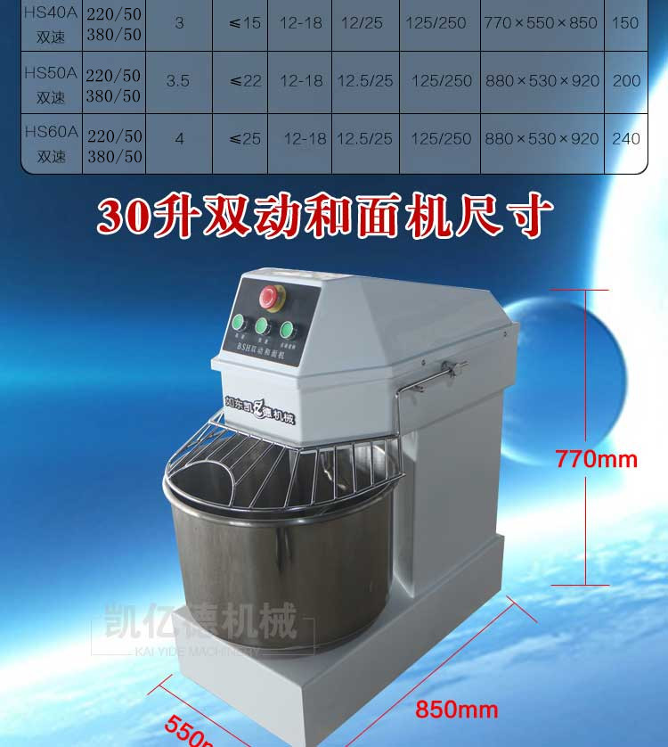 HS30面包制作設(shè)備 不銹鋼雙動和面機 小型商用雙速和面機