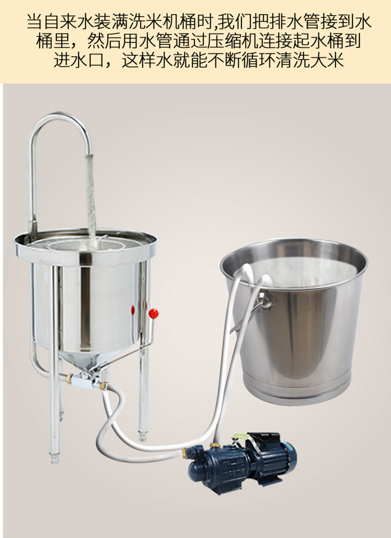 樂(lè)創(chuàng)20KG全自動(dòng)不銹鋼洗米機(jī) 水壓式大型淘米機(jī) 商用洗米機(jī)正品