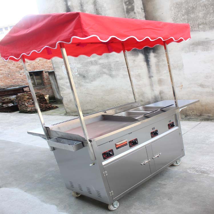 燃?xì)馍逃枚喙δ芙M合扒爐小吃車油炸關(guān)東煮麻辣燙移動(dòng)手推小吃車