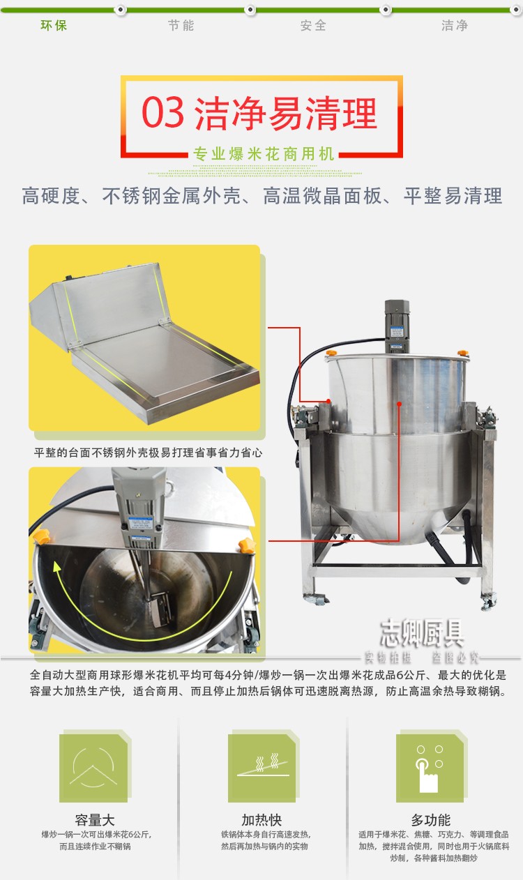 志卿美式爆米花機15000W商用大型機電磁15KW圓形自動廠家批發(fā)價