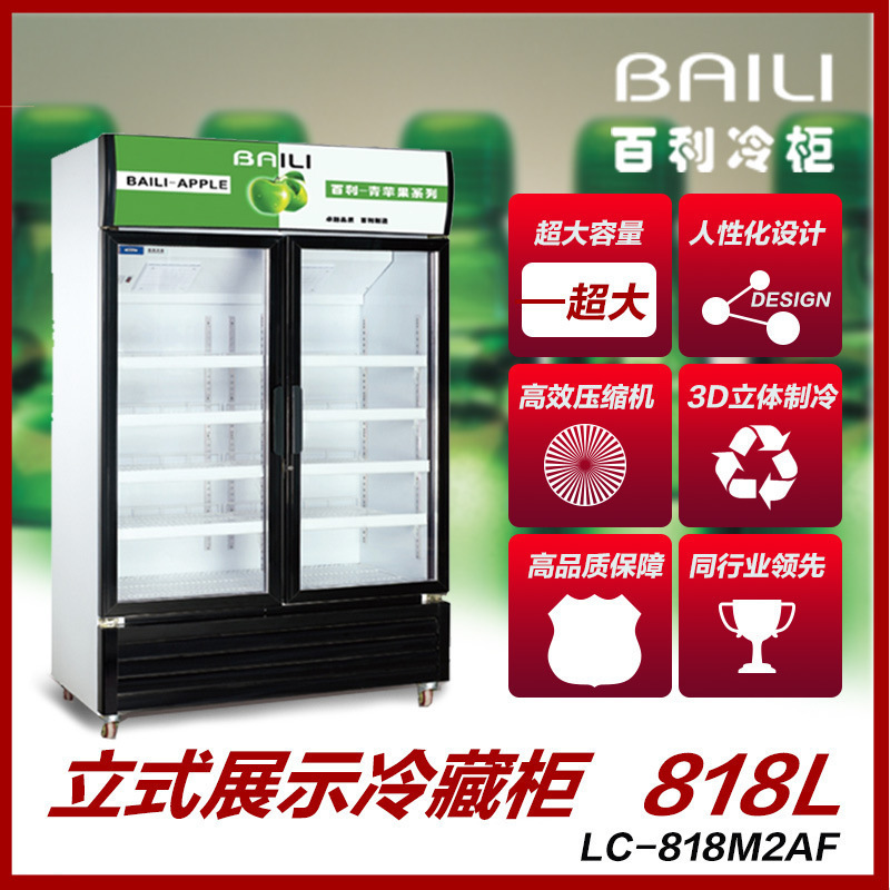 百利LC-608M2F立式雙門展示冰柜 無(wú)霜風(fēng)冷 商用超市保鮮冷藏柜