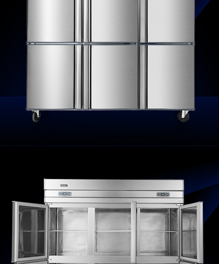 FEST六門冰箱六門冷柜冰柜商用雙機(jī)雙溫立式冷藏冷凍廚房冰箱銅管