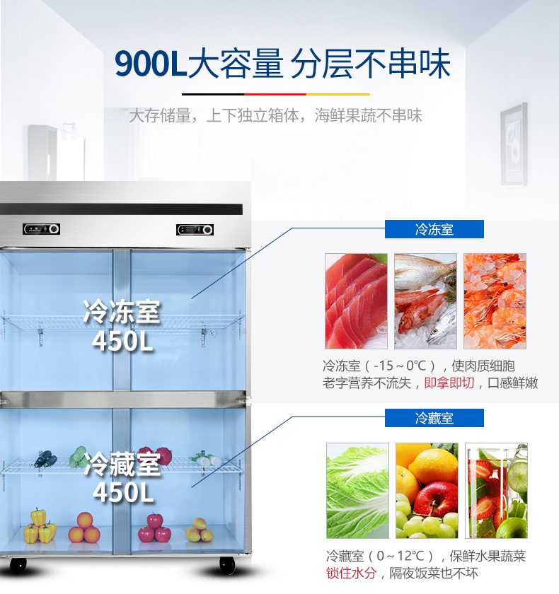 德瑪仕商用立式六門(mén)冰柜商用六門(mén)立式 展示柜 BCD-1300A 全冷凍