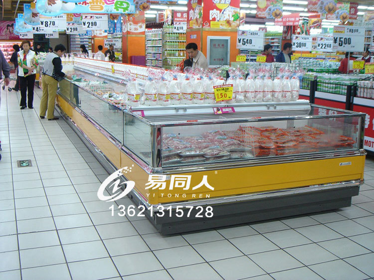 超市冷凍展示柜海鮮水產(chǎn)自選臥式冰柜定做上開口風冷急凍島柜