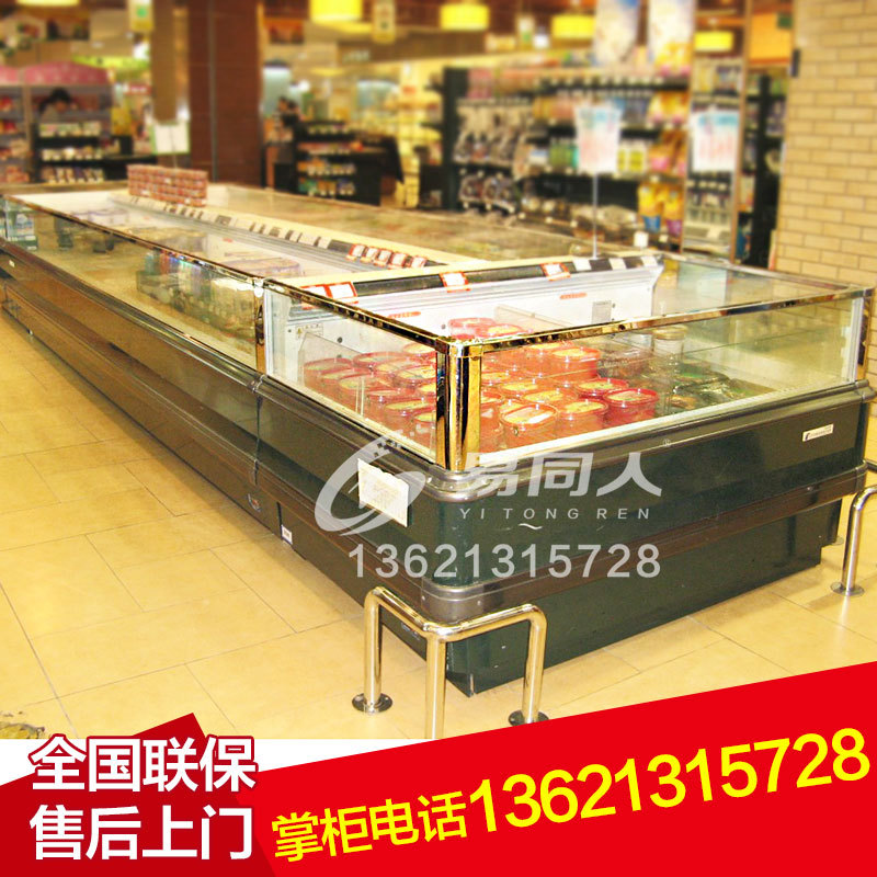 超市冷凍展示柜海鮮水產(chǎn)自選臥式冰柜定做上開口風冷急凍島柜
