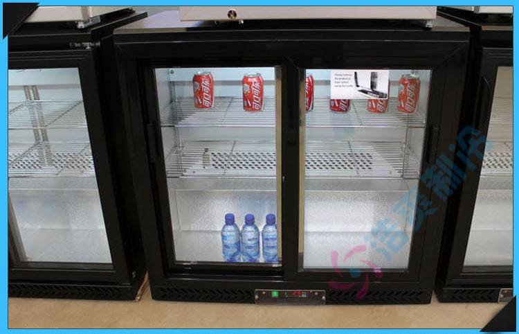 浩爽雙門玻璃門酒吧臺(tái)式冰柜商用啤酒飲料酒柜臥式冷藏展示冰箱