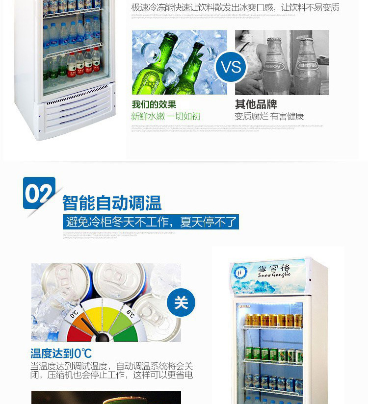 雪展示柜冷藏柜立式商用飲料冰箱啤酒飲品水果保鮮柜飲料柜單門(mén)