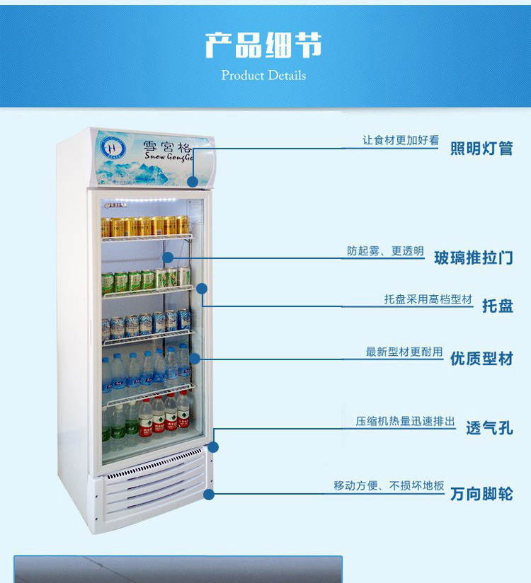 雪展示柜冷藏柜立式商用飲料冰箱啤酒飲品水果保鮮柜飲料柜單門(mén)
