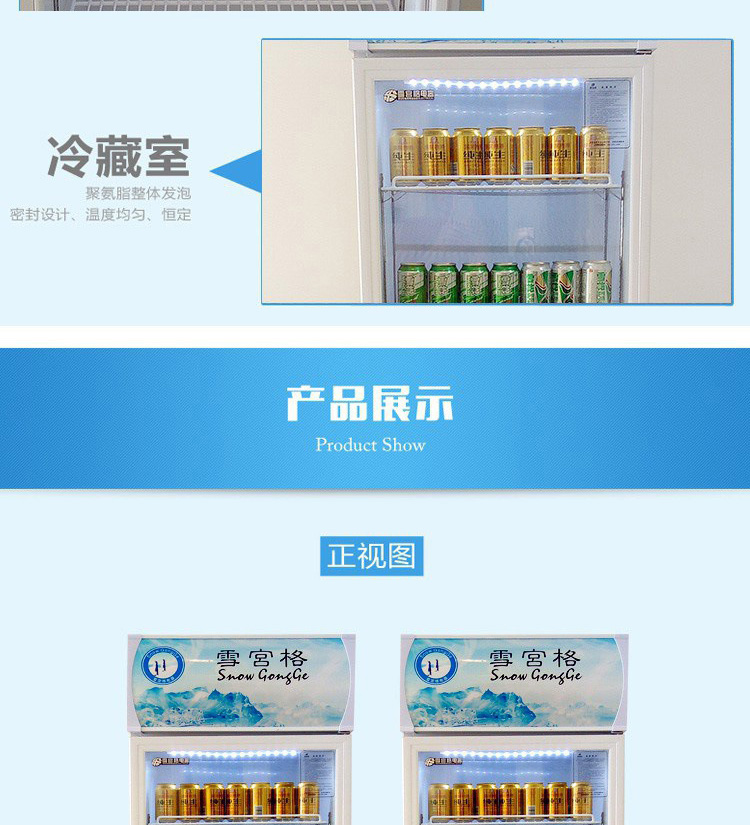 雪展示柜冷藏柜立式商用飲料冰箱啤酒飲品水果保鮮柜飲料柜單門(mén)