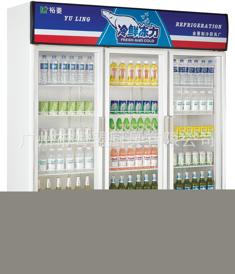 供應(yīng)金菱G1380L3三門冷藏玻璃展示柜 商用直冷單溫立式保鮮柜