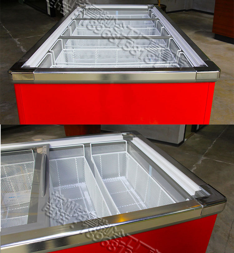 白菜價(jià)銘雪600升島柜臥式冷藏冷凍玻璃門(mén)展示柜冷柜保鮮柜冰柜