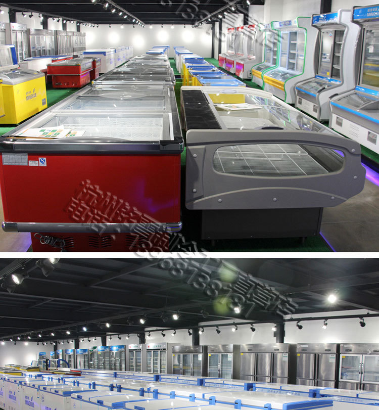 白菜價(jià)銘雪600升島柜臥式冷藏冷凍玻璃門(mén)展示柜冷柜保鮮柜冰柜