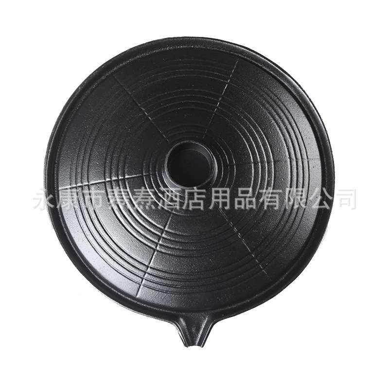 圓形漏油鐵板燒烤盤家用韓式日式調(diào)料杯烤肉盤卡式爐商用大號37cm