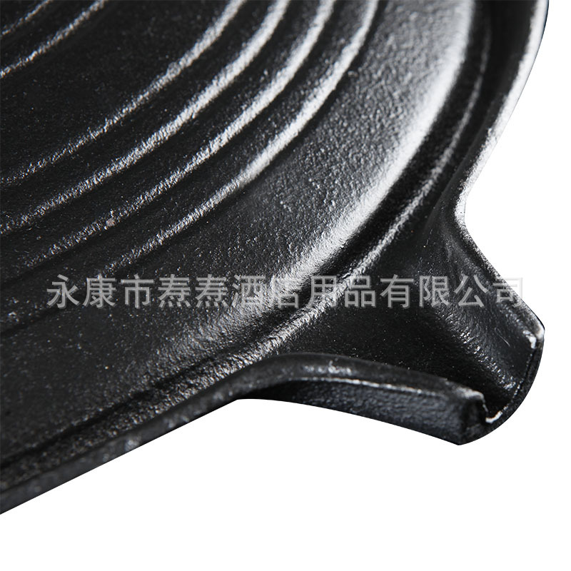 圓形漏油鐵板燒烤盤家用韓式日式調(diào)料杯烤肉盤卡式爐商用大號37cm