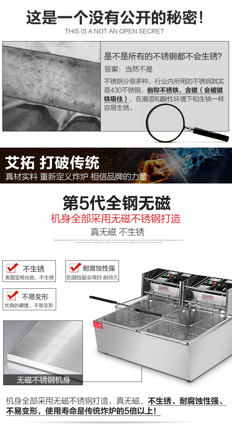 艾拓電炸爐 油炸鍋商用 油條機(jī)薯塔機(jī)油炸爐 炸薯?xiàng)l機(jī) 雙缸電炸鍋