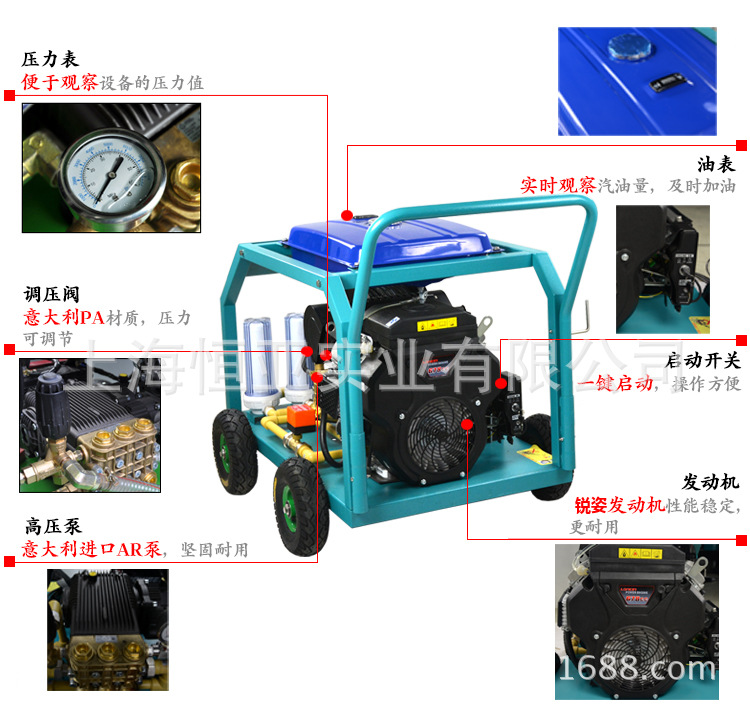 下水道疏通機(jī)、市政、物業(yè)使用43升/分管道清洗機(jī)高壓疏通機(jī)