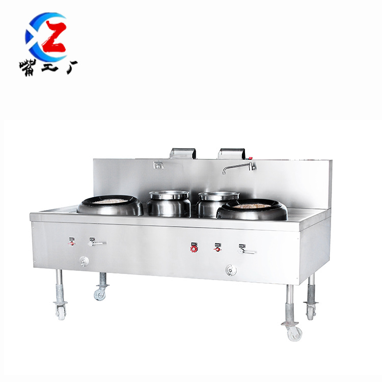 燃?xì)怆p頭雙尾炒爐燃?xì)鉅t灶雙眼炒爐酒店廚具設(shè)備 雙炒雙溫灶