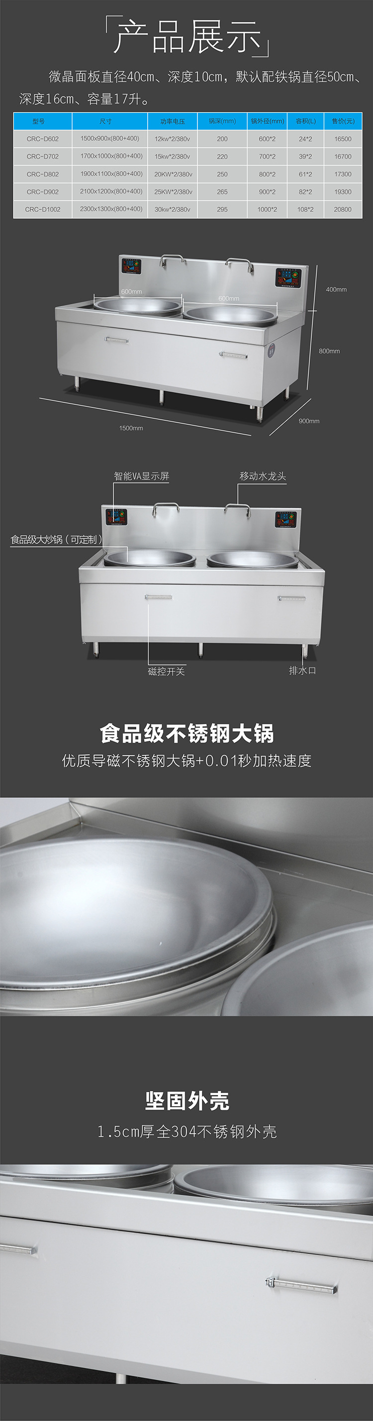 大功率商用電磁雙頭大鍋灶雙眼電磁大炒灶煮肉鍋食堂雙灶炒爐批發(fā)