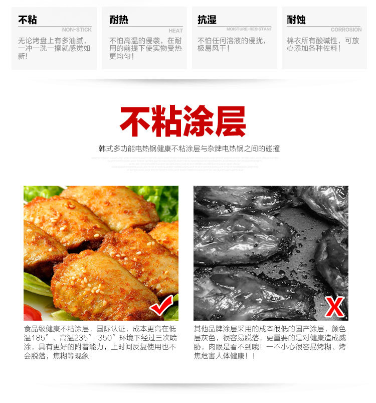 批發(fā)韓式多功能四方鍋電熱鍋電火鍋養(yǎng)身鍋不粘鍋禮品電炒鍋促銷