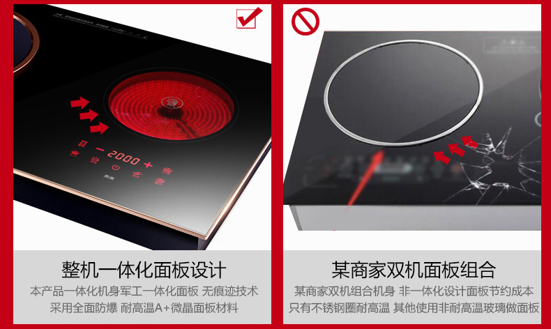批發(fā)高檔萬福源嵌入式電磁爐雙灶電家用陶爐雙頭臺(tái)式組合一平一凹