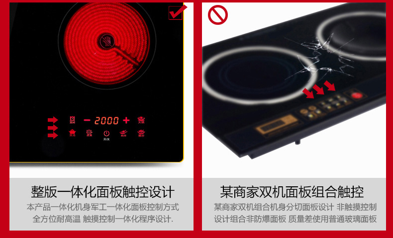 批發(fā)高檔萬福源嵌入式電磁爐雙灶電家用陶爐雙頭臺(tái)式組合一平一凹