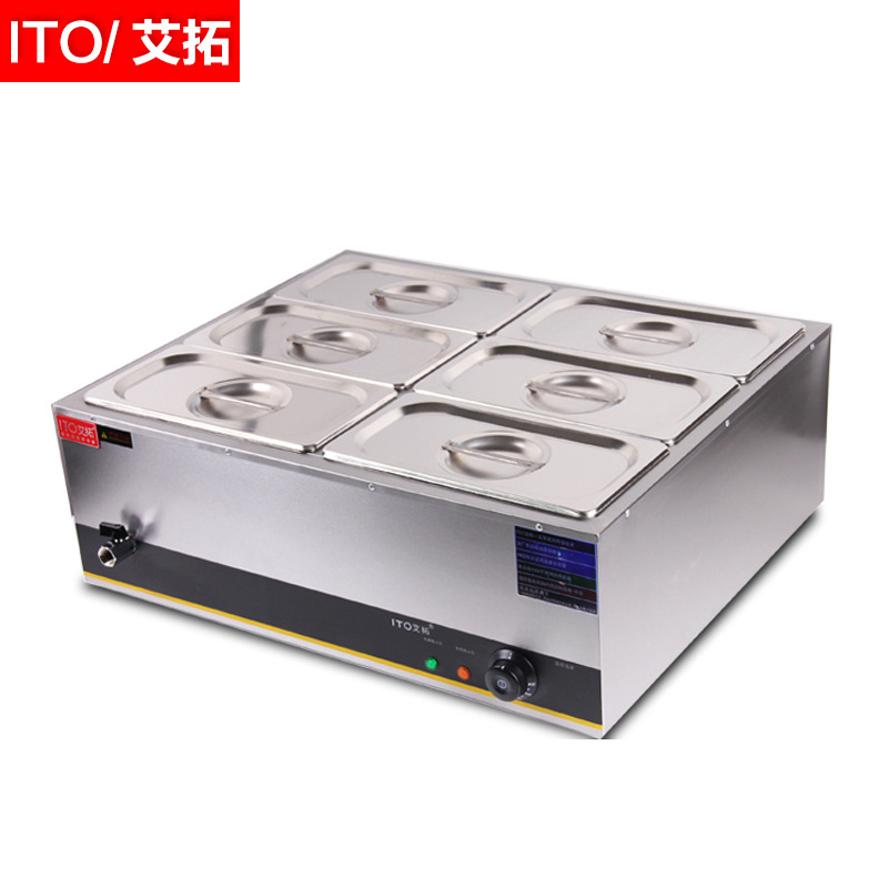 廠家直銷 艾拓臺(tái)式六盆電熱保溫湯池 暖湯爐保溫餐車售飯臺(tái) 特價(jià)