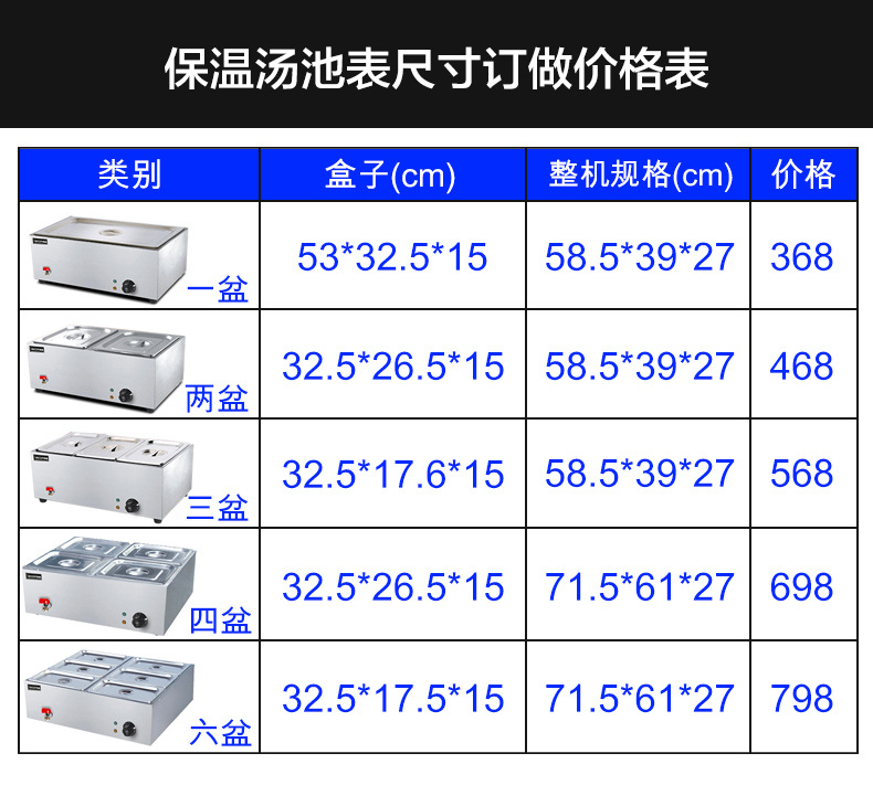 樂(lè)創(chuàng)商用電熱保溫湯池深湯菜爐3/6/8/10盆暖湯爐保溫售飯臺(tái)快餐車